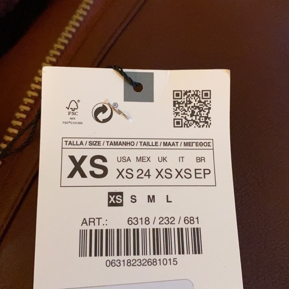 NWT. Zara Burgundy Faux Leather Double Faced Aviator Biker Jacket. Size XS. - Picture 7 of 12